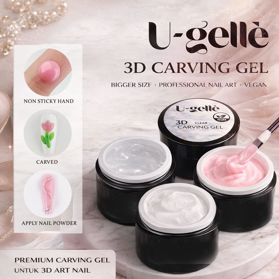 Non Sticky Gel U-Gelle/ 3D Gel Nail Art / เจลแกะสลัก 4D นูน ZYZC กาวอะคริลิกเล็บ