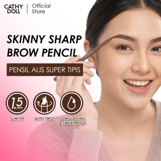 CATHY DOLL Skinny Sharp Brow Pencil | Pensil Alis Mekanik Ujung Tipis untuk Hasil Alis Natural dan Tahan Lama | Slim Tip 1,5mm, Longlasting dan Sweatproof