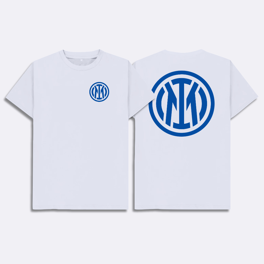 FC Inter Milan Cream Big Logo Heavyweight T-Shirt Inter Milan Football Fans Big Logo Inter
