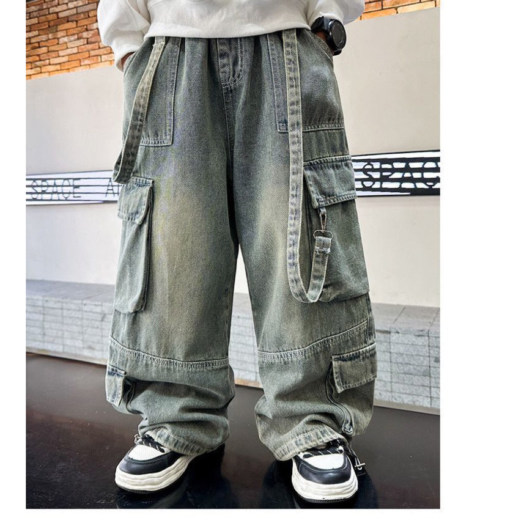 CHERYLL COLLECTIONS 3417 - กางเกงยีนส์คาร์โก้เด็กผู้หญิง / เด็กชาย