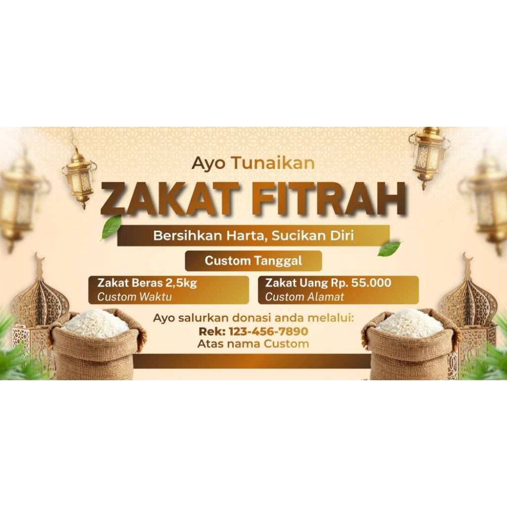 Mmt แบนเนอร์ zakat fitrah zakat สมบัติ lembaga ที่สําคัญ zakat | เฟล็กซี่ 280 แกรมม