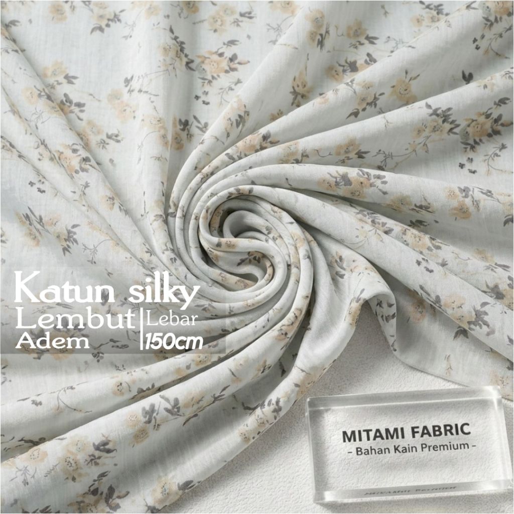 KATUN MITAMI ​ผ้าคอตตอนเนื้อไหมพรมลายดอกพาสเทล กว้าง 150ซม. (ราคาต่อ 0.5)KYT