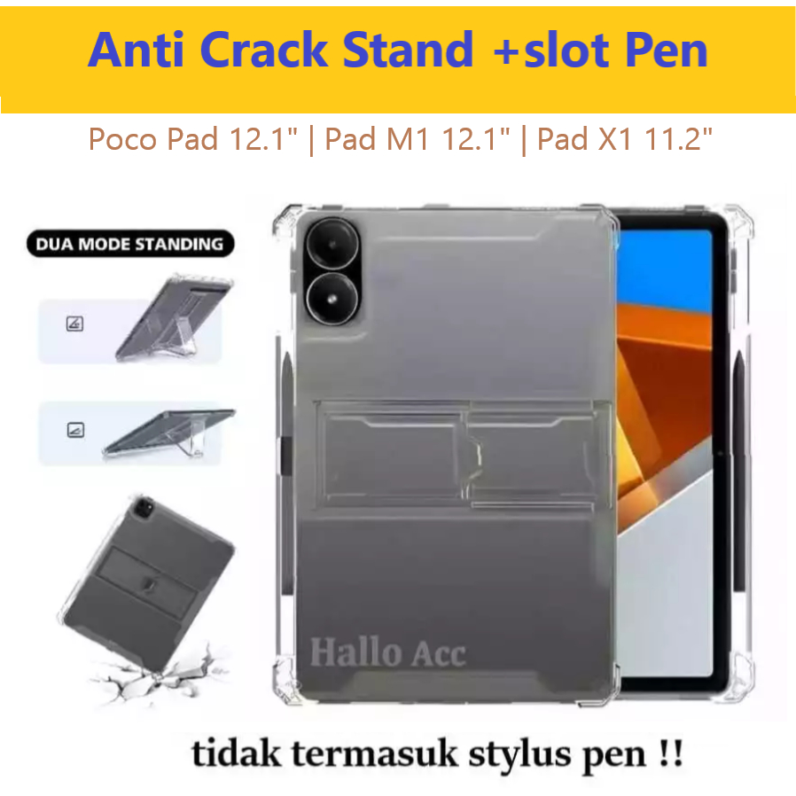 Xiaomi Poco Pad X1 Anti Crack Stand Case Poco Pad M1 12.1 นิ้ว 2025 ซิลิโคนใส