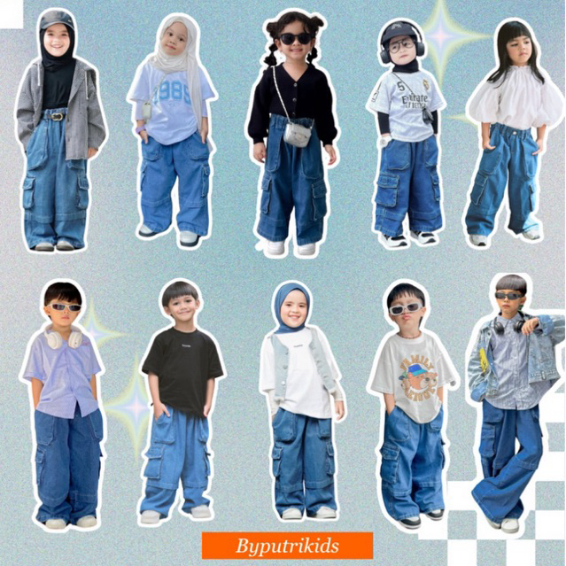 Byputrikids - ไฟขนส่งสินค้า Tors Baggy ใหม่ | กางเกงยีนส์ระดับพรีเมียมสําหรับเด็กชายและเด็กหญิง 3-10