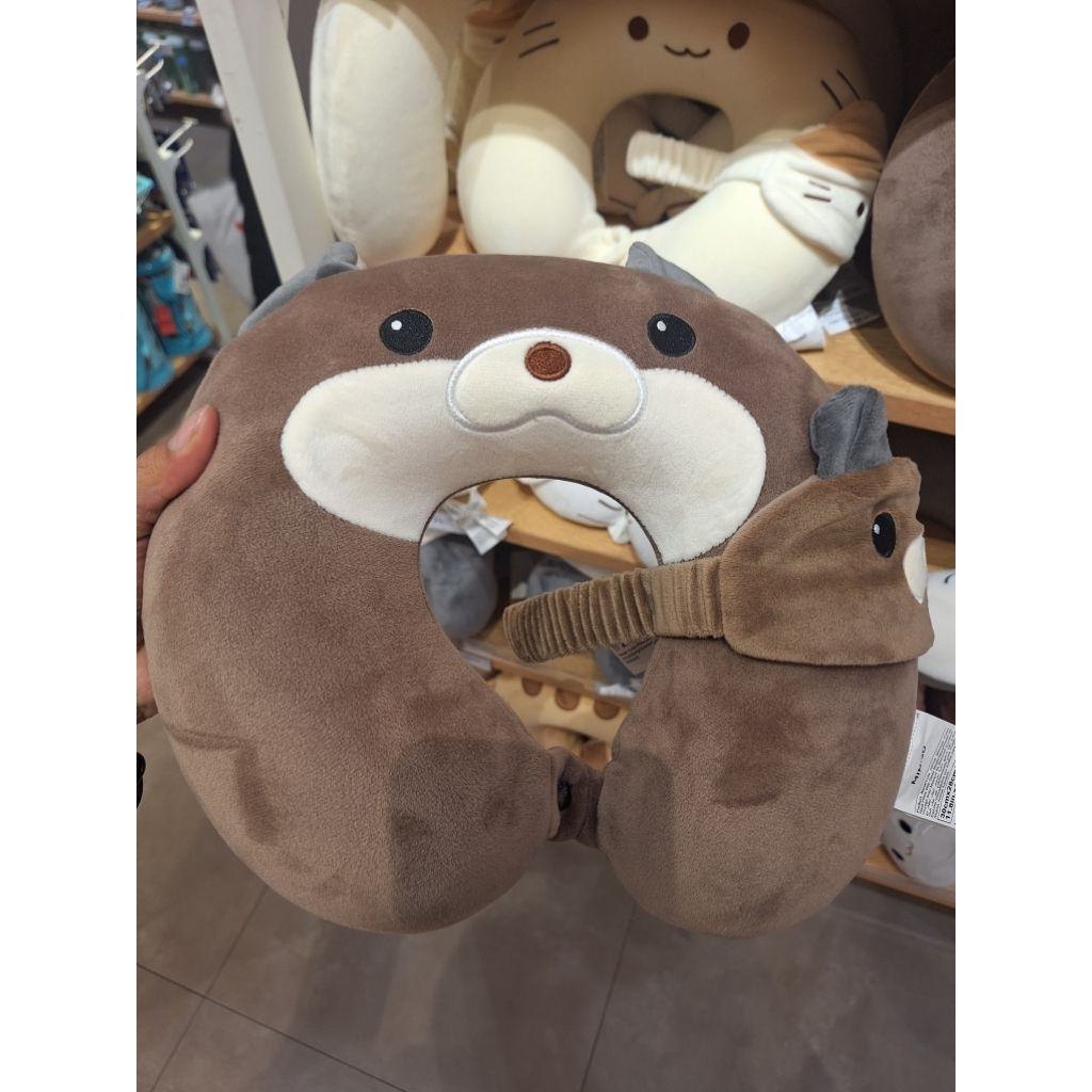 MATA Miniso หมอนรองคอเมมโมรี่โฟมสัตว์น่ารักสีชมพู หมอนรองคอ และ Eye Cover