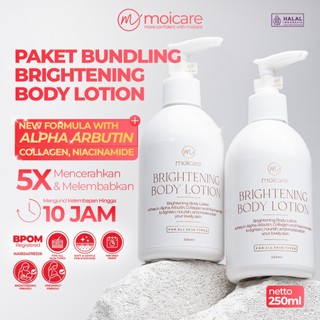 MOICARE PAKET BUNDLING 2 PCS Body Lotion Brightening Niacinamide & Collagen Pencerah | Paket hemat moicare | brightening body lotion | body lotion pencerah | collagen | niacinemide| Pencerah Badan BPOM