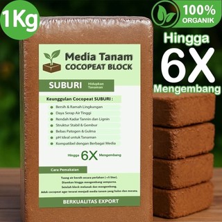 SUBURI - Cocopeat Block Media Tanam Organik 1KG Serbuk Kelapa Tanpa Kimia