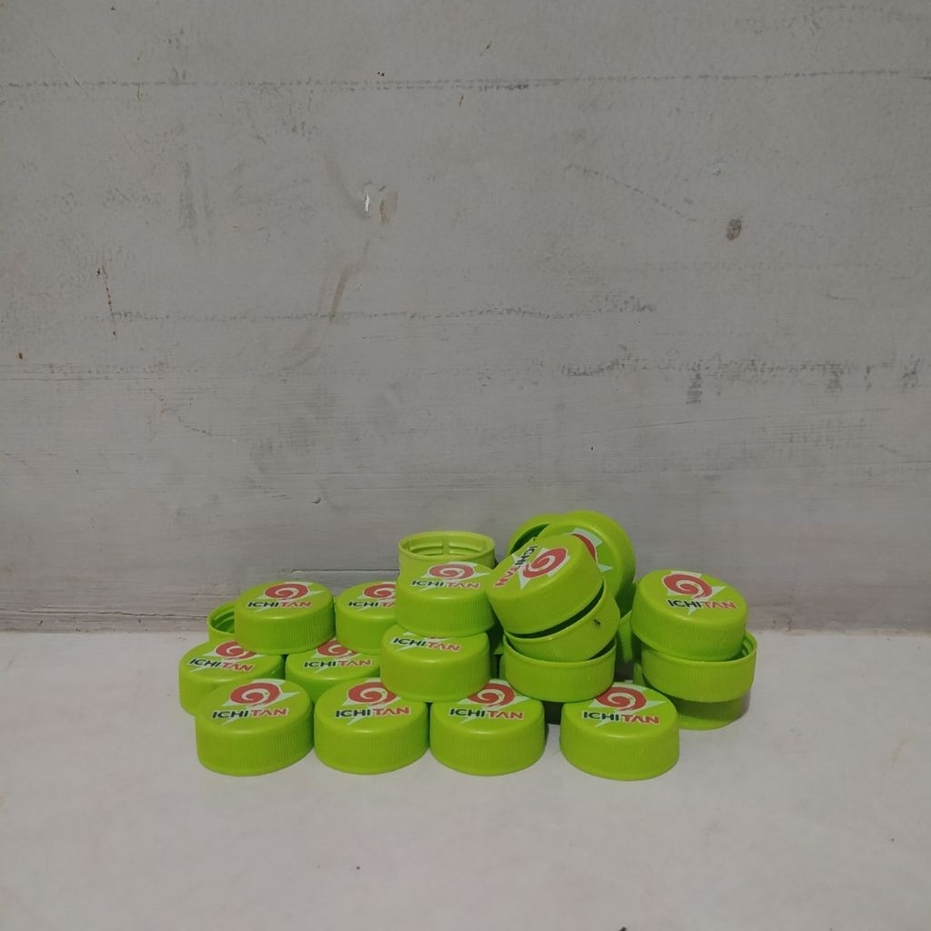 HIJAU 30 ชิ้น Ichitan ขวดพลาสติกหมวกสีเขียวอ่อนสะอาดใช้