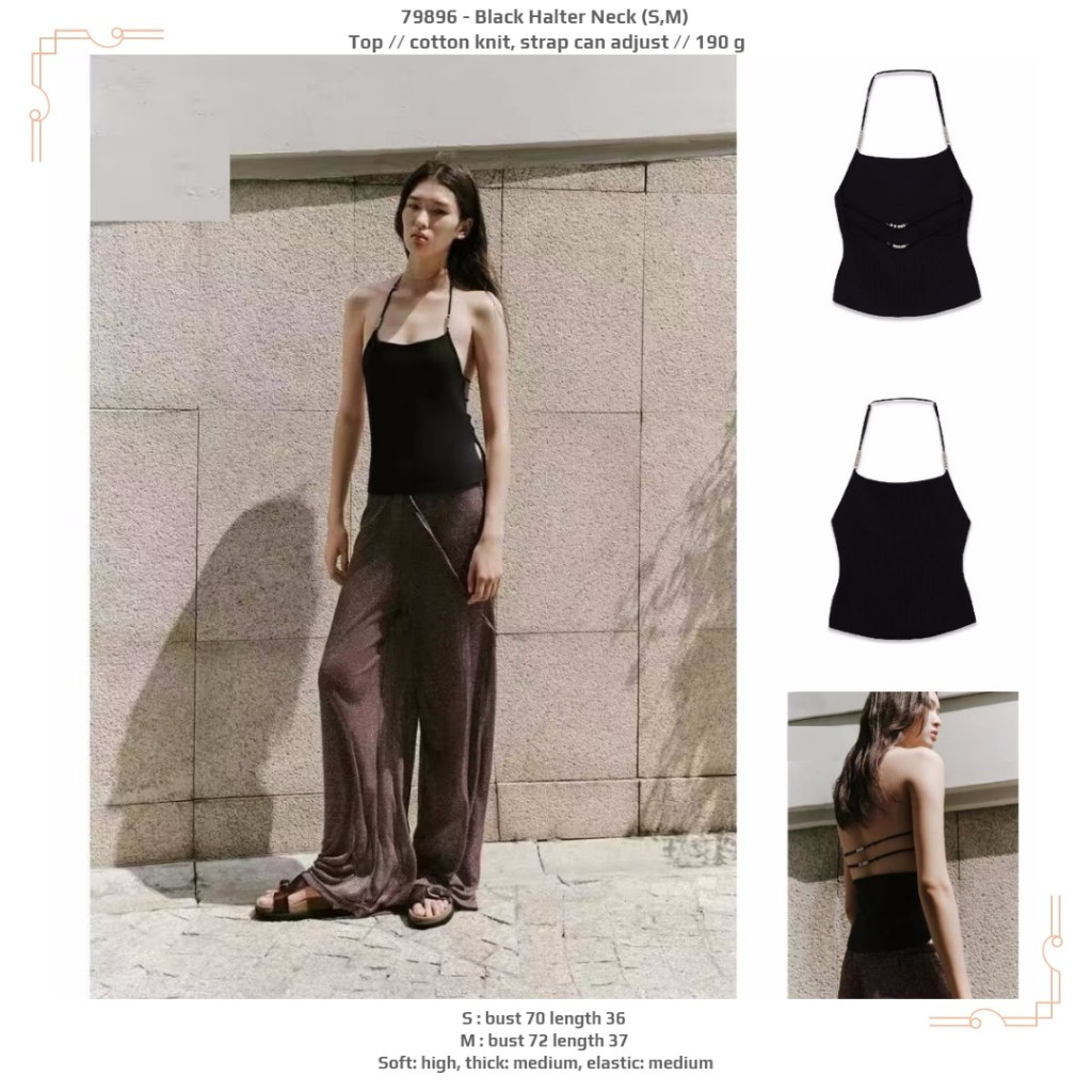 LOH96 - คล้องคอสีดํา (S,M) - Top 2603