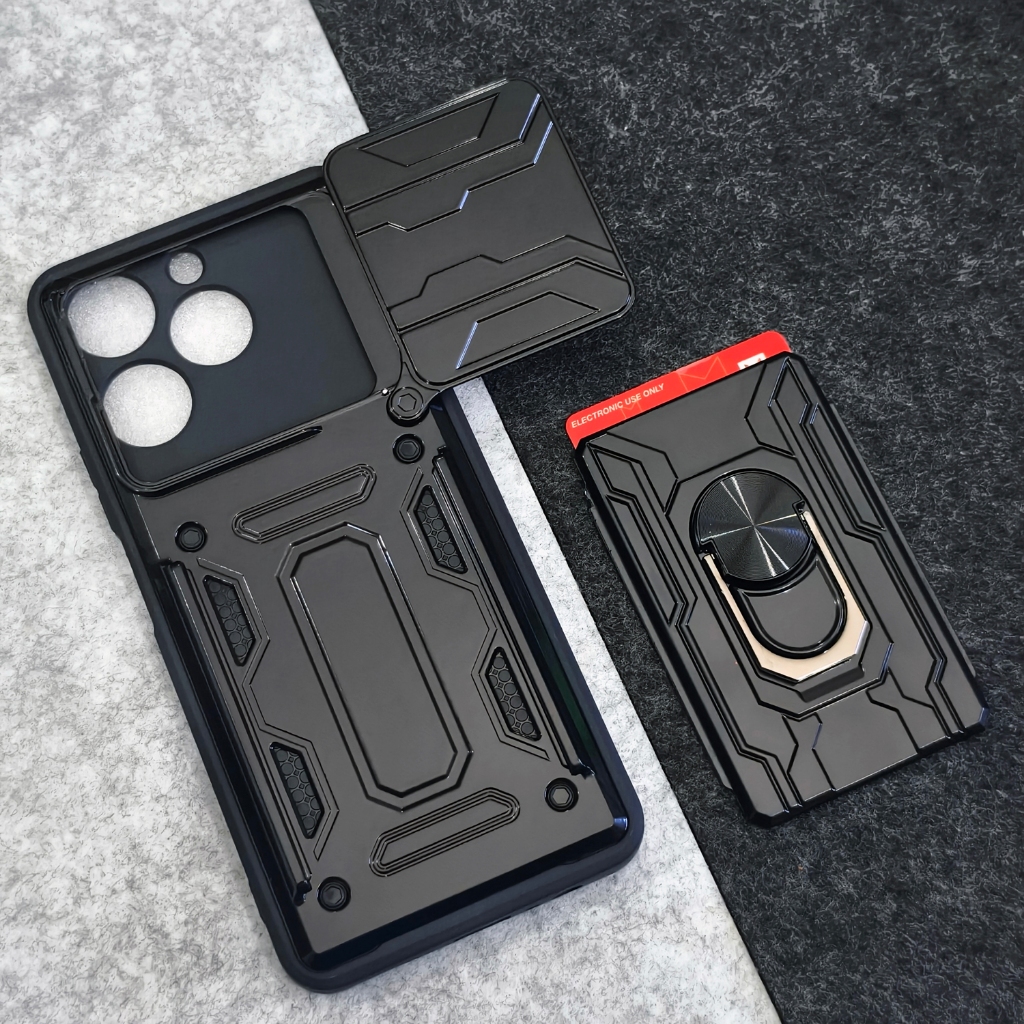 Realme Note 70 - CardX Flip Lens Card Ring Army Military Armor Case กันกระแทก