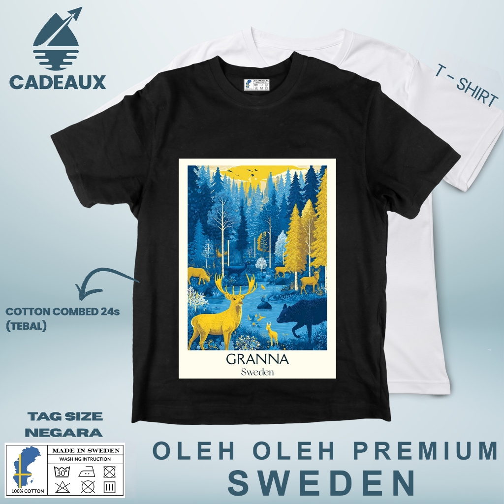 SWEDEN SOUVENIR เสื้อยืด 31 USING SWEDEN STATE TAG เสื้อยืดผ้าฝ้าย Combed 24s SOUVENIR ของขวัญพรีเมี