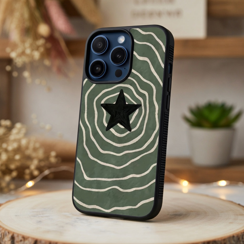 เคสไฮบริด iPhone 17 16 15 14 13 12 11 Pro Max Mini Plus X Xs XR Green Stars DC57