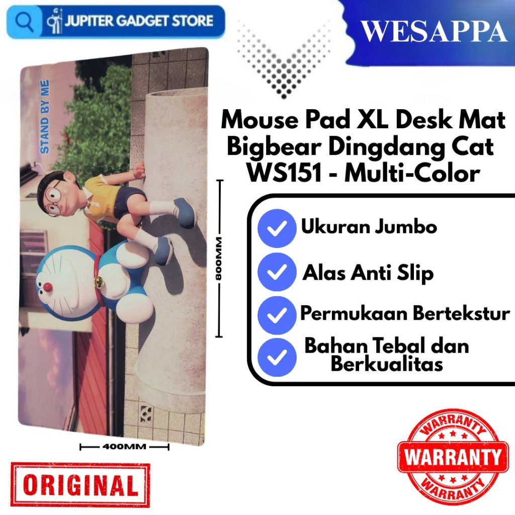 WESAPPA WS151 แผ่นรองเมาส์ XL แผ่นรองโต๊ะ 800x400x2 มม. Bigbear Dingang Cat