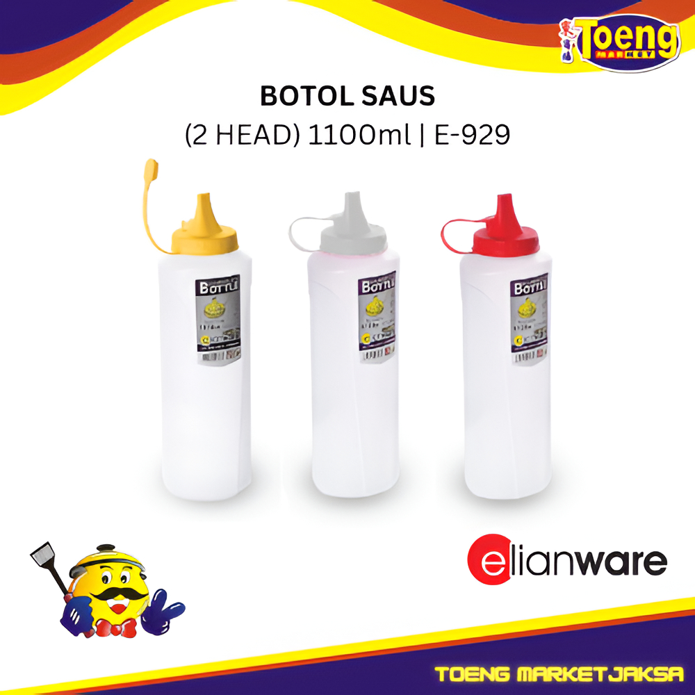 SAUCE/Kecap/Mayo Bottle 2 Holes - SQUEEZER BOTTLE (2 HEAD) 1100ml E-929(2H) ELIANWARE