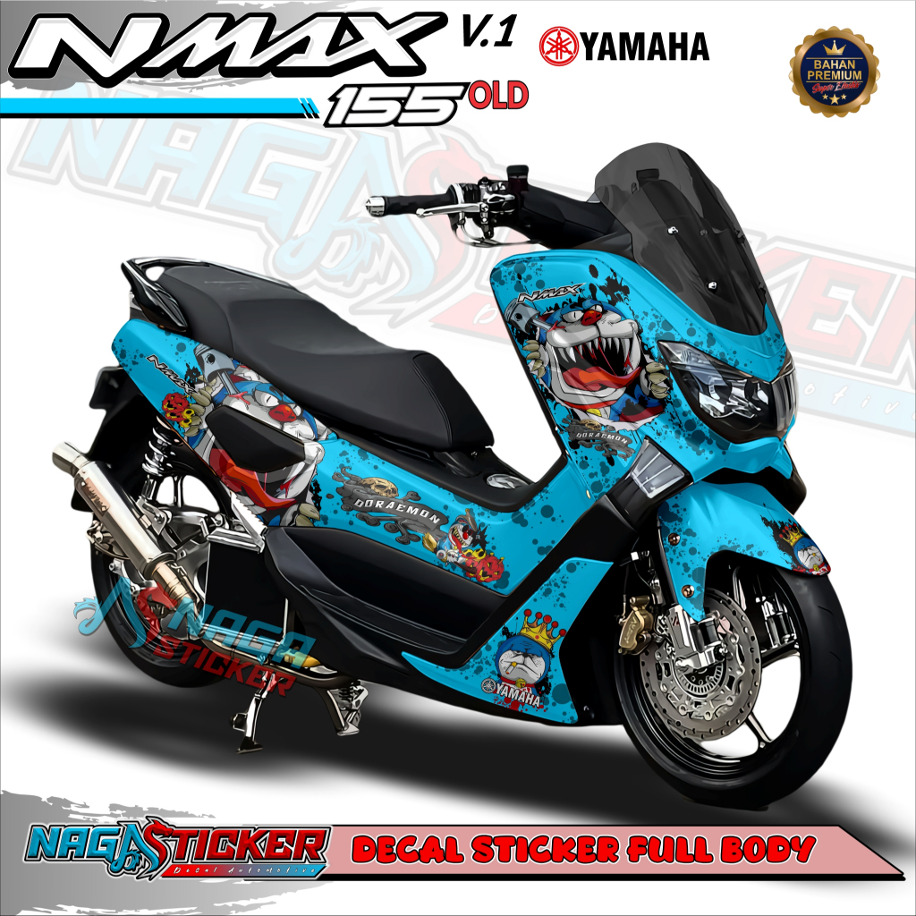 สติ๊กเกอร์รูปลอกเต็มตัวสําหรับ Yamaha Nmax 155 Old Motorcycle Doraemon Motif รหัส NMX06 Custom Desig