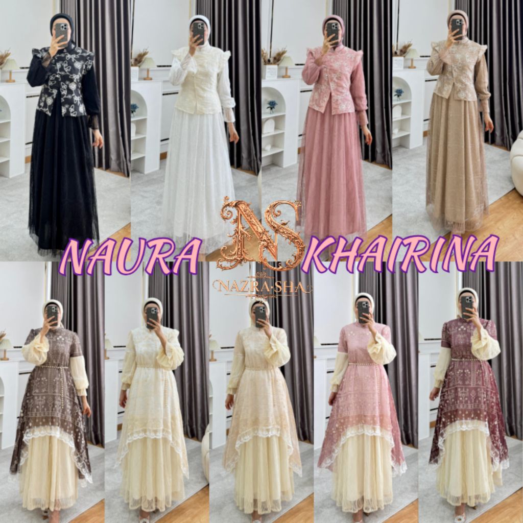 (p1a+) NAURA 2 KHAIREEN 14 DRESS By GLAMZ Original ชุดเดรสกามิสสตรีมุสลิมล่าสุด นาซรา ชะอํา
