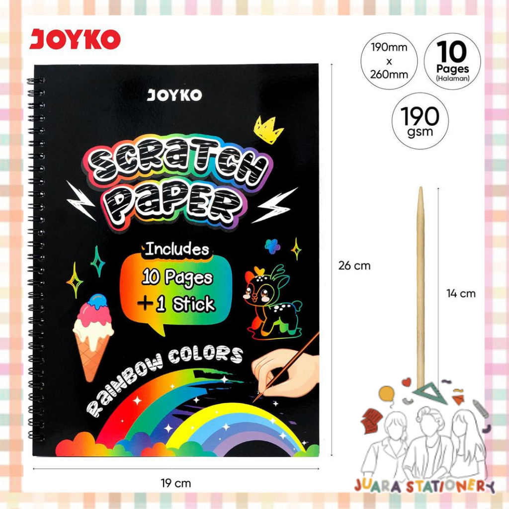 JOYKO กระดาษขูด Book Magic Rainbow สี Scratch Drawing Book SCBK-747-1926