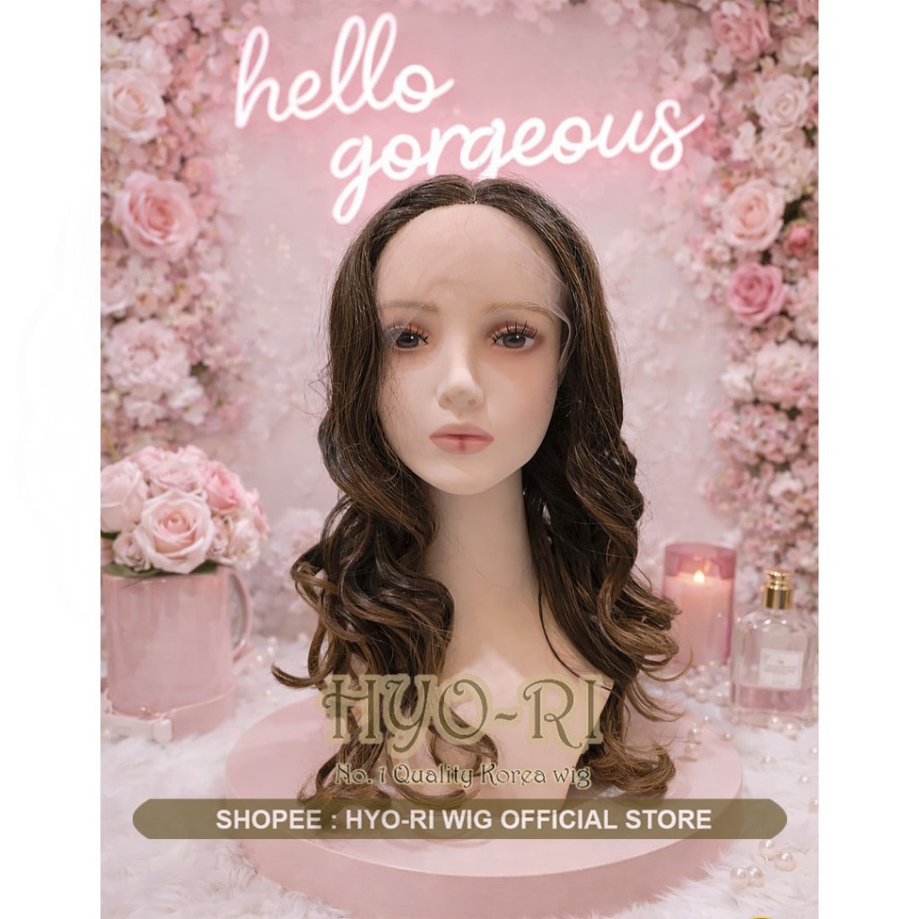HYO-RI WIG : FRONT LACE WIG FRONT LACE WIG ผู้หญิงยาวขนาดกลาง CURLY WAVE WIG KOREAN NATURAL BLONRANG