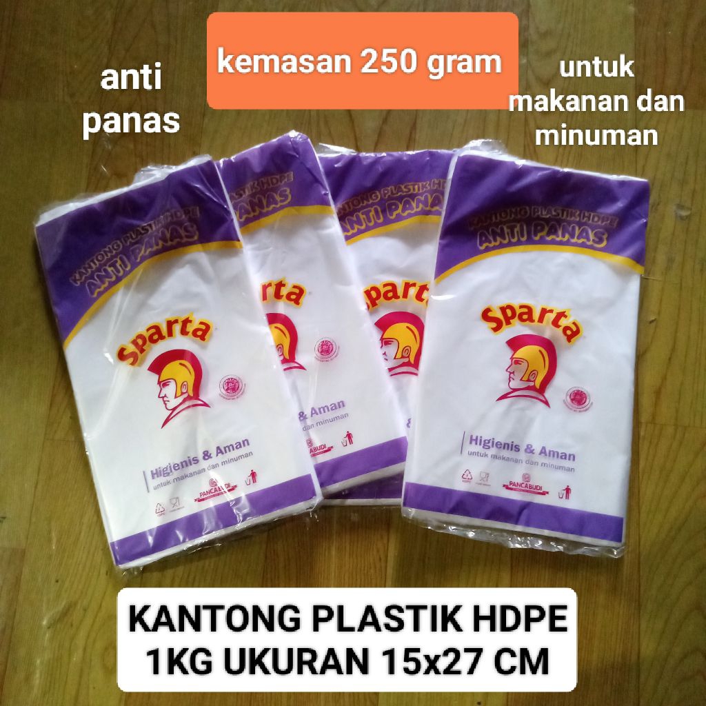 ถุงพลาสติก HDPE ใสหนา ขนาด 15x27ซม. (1กก.) น้ําหนัก 250 กรัม HDPE Sparta