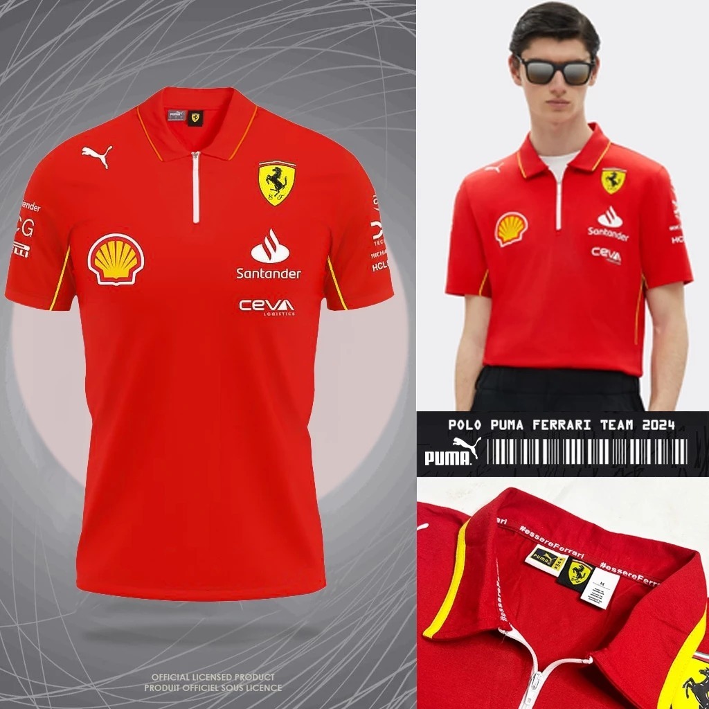 FERRARI RACING TEAM F1 2024 POLO SHIRT PREMIUM เสื้อโปโลผู้ชาย