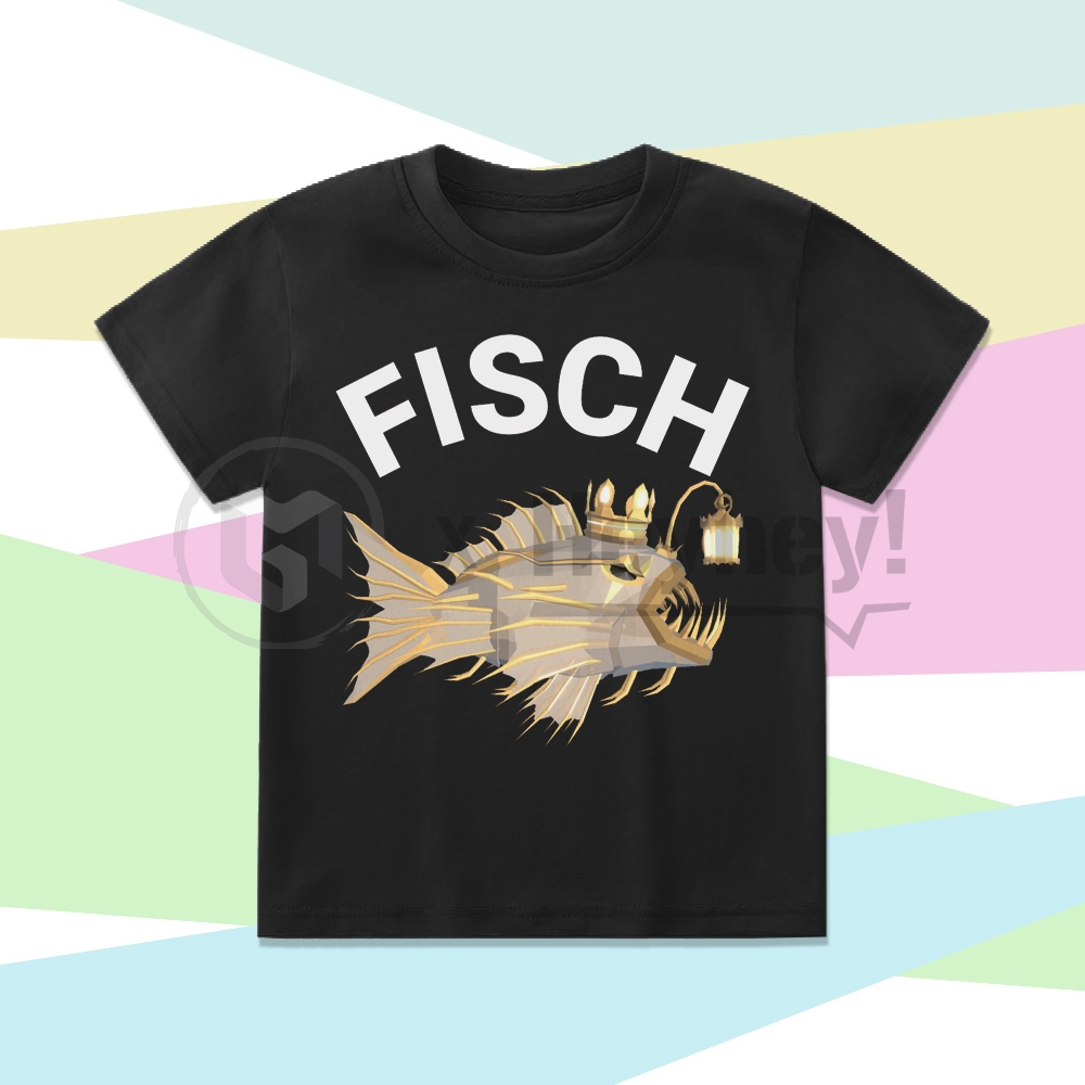 Roblox Fisch Crowned Anglerfish เสื้อยืดเด็กตัวละคร