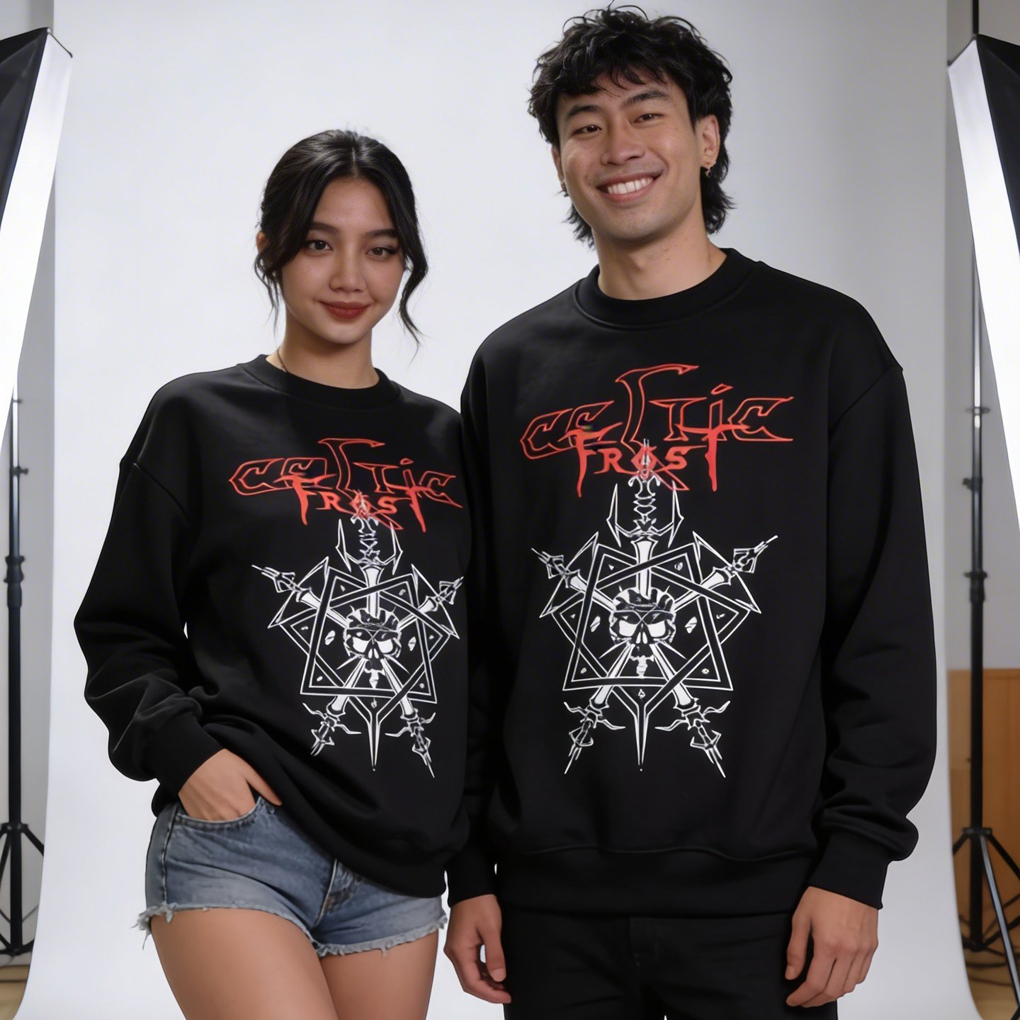 Celtic Frost Crewneck เสื้อสเวตเตอร์ลําลองสําหรับผู้ใหญ่ทําจากผ้าฟลีซ
