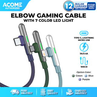 ACOME Gaming Cable Data Fast Charging Kabel Data Micro USB, Type C, Lightning QC3.0 2.4 A Garansi 1 Thn Seri AW