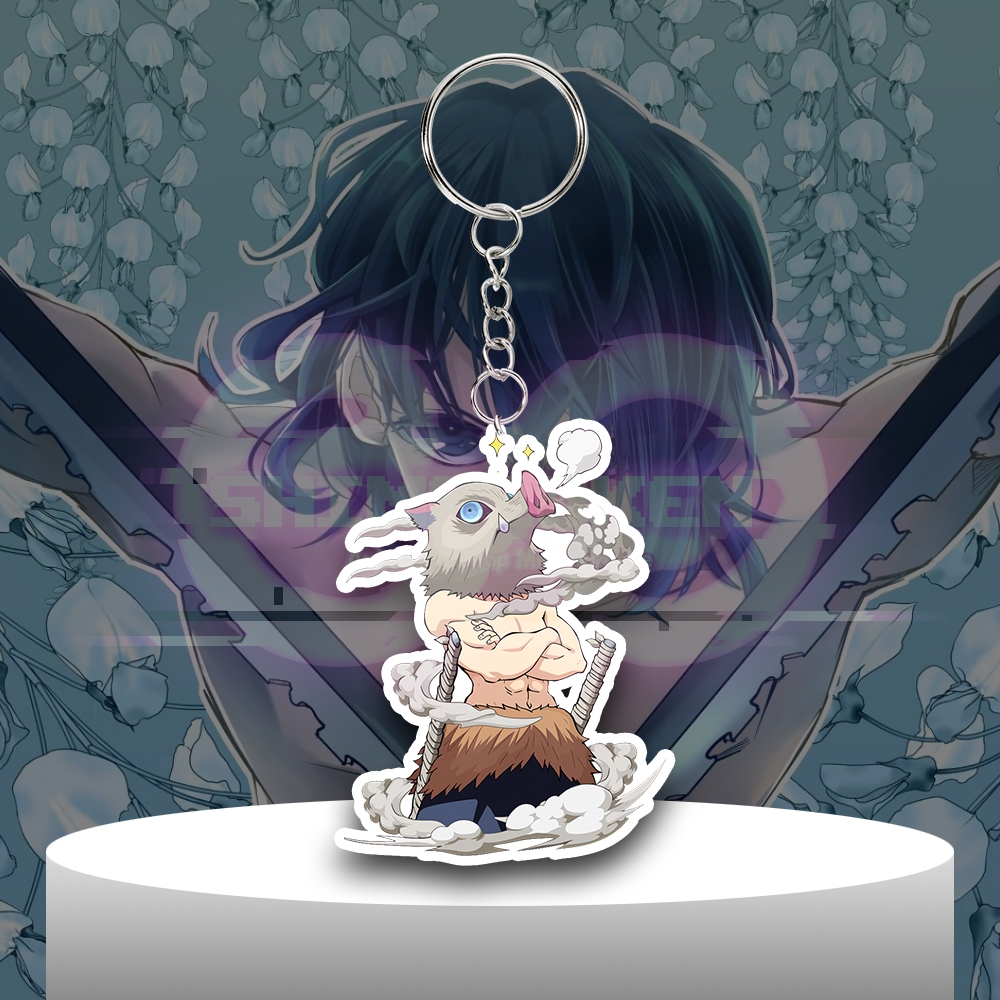 GANTUNGAN พวงกุญแจอนิเมะ Kimetsu No Yaiba - Hashibira Inosuke - พวงกุญแจอะคริลิค - พวงกุญแจอะคริลิค