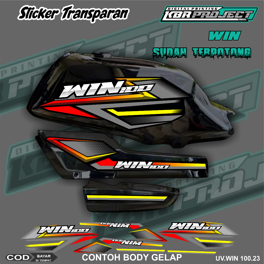 WIN 100 COOL PREMIUM TRANSPARENT STRIPING สติ๊กเกอร์ HONDA RACING VARIATION LINE 23 CUT