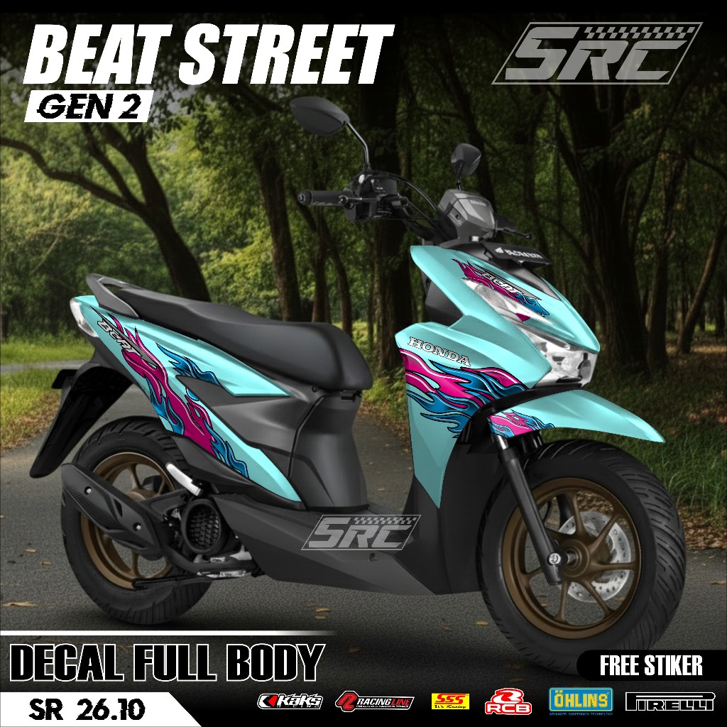 ล่าสุด Honda Beat Street Gen 2 สติกเกอร์ 2024 2025 2026 Full Body สติกเกอร์ Beat Street Gen 2 Fire D