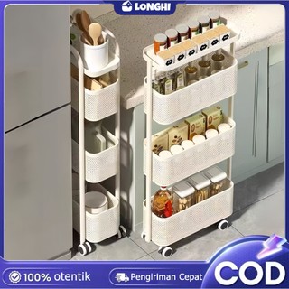 Rak Troli Rak Dapur Multifungsi dengan Roda  Lemari Penyimpanan Portable untuk Celah Sempit Putih