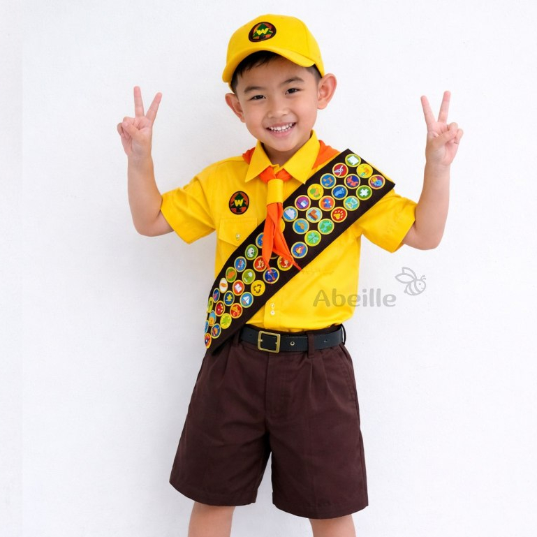 Russell Film UP Kids เครื่องแต่งกายฟรีหมวกคอสเพลย์ชุด Scout Character Boys คอสเพลย์ Russell จาก Disn