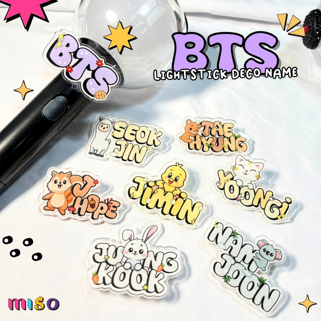 BTS LIGHTSTICK Deco / BTS LIGHTSTICK ARMYBOMB ป้ายชื่อแท่งไฟอะคริลิค BTS / BTS Lightstick BTS DECO LIGHTSTICK / ตกแต่งแท่งไฟ BTS Deco BTS ARMYBOMB