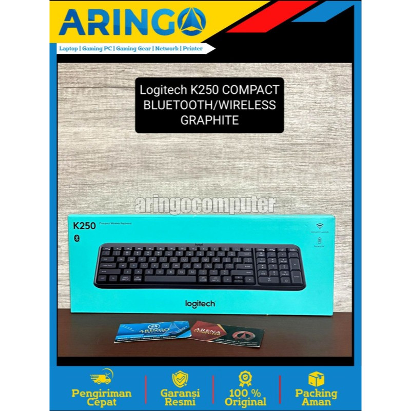 คีย์บอร์ด BLUETOOTH/ไร้สาย Logitech K250 COMPACT - GRAPHITE