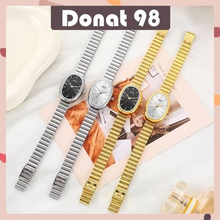 Jam Tangan Wanita Rantai Stainless Dial Oval Analog Kuarsa Simple Stylish Fashion