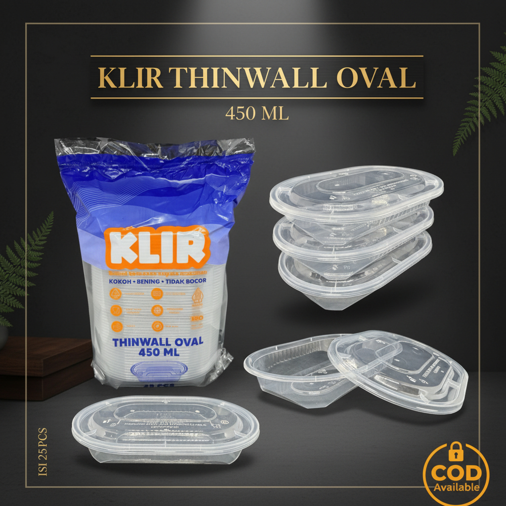 (25 ชิ้น) KLIR THINWALL OVAL 450ml | กล่องข้าวบาง / กล่องข้าว