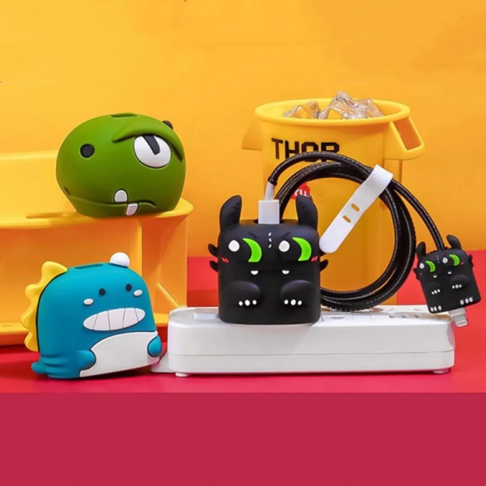 [4 in 1] Charger Head Protector Charger Cable Cover Adapter Charger Batok Full Set 4 in 1 for iPhone