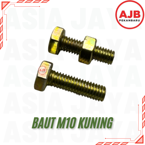 (/PCS BOLT + NUT) M10 YELLOW BOLT MILI BOLT 10 KEY 14MM