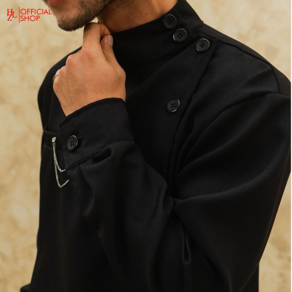 KEMEJA HZL – Modern Beskap Shirt High Neck Shirt Unisex Size M-XL (ผู้ชายและผู้หญิง) ราคา ถูกที่สุด ดีลบีเคเค แกลเลอรีภาพที่ 3