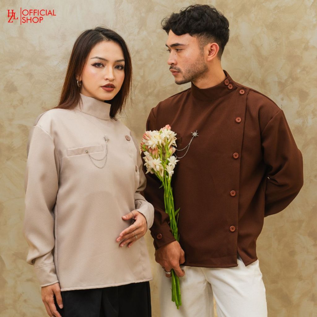 KEMEJA HZL – Modern Beskap Shirt High Neck Shirt Unisex Size M-XL (ผู้ชายและผู้หญิง) ราคา ถูกที่สุด ดีลบีเคเค แกลเลอรีภาพที่ 5
