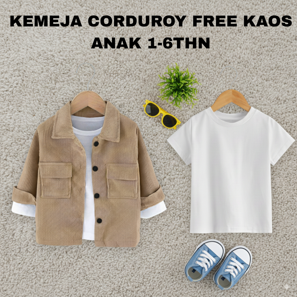KEMEJA COOL, STYLISH CORDUROY SHIRT สําหรับเด็ก 1-10 ปี
