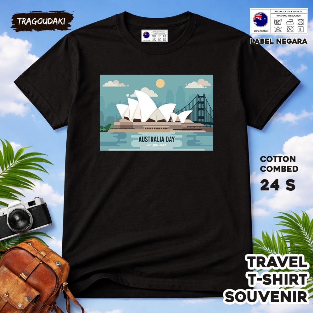 เสื้อยืดของที่ระลึก AUSTRALIA AUSTRALIA เสื้อผ้าของที่ระลึก 37 Tag ทําจากผ้าฝ้ายหวี 24s
