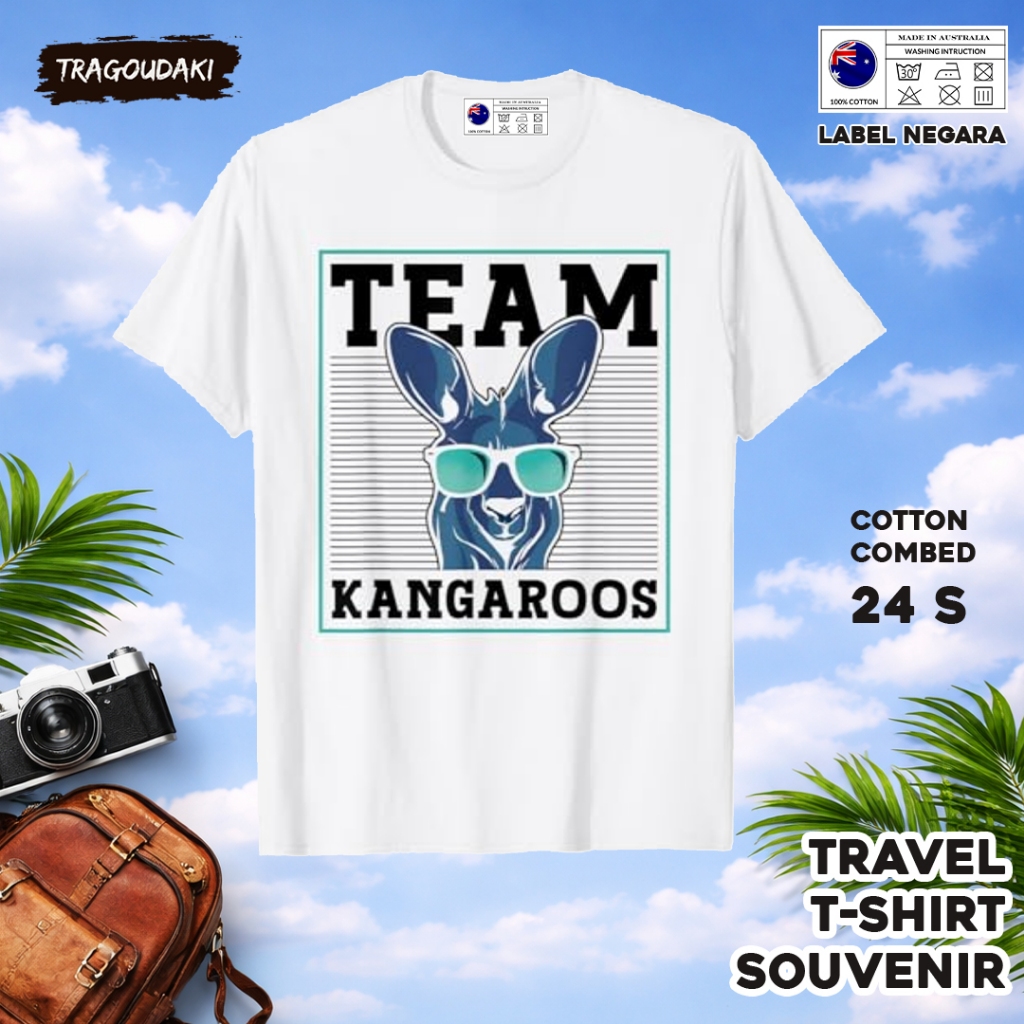เสื้อยืดของที่ระลึก AUSTRALIA AUSTRALIA 58 Tag เสื้อผ้าของที่ระลึกทําจากผ้าฝ้ายหวี 24s