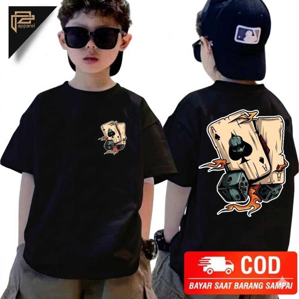 CHILDRENS SHORT-SLEEVEDICE CARD MOTIF เสื้อยืด / GIRLS AND BOYS เสื้อยืด TOPS AGED 2-11 YEARS / CHIL
