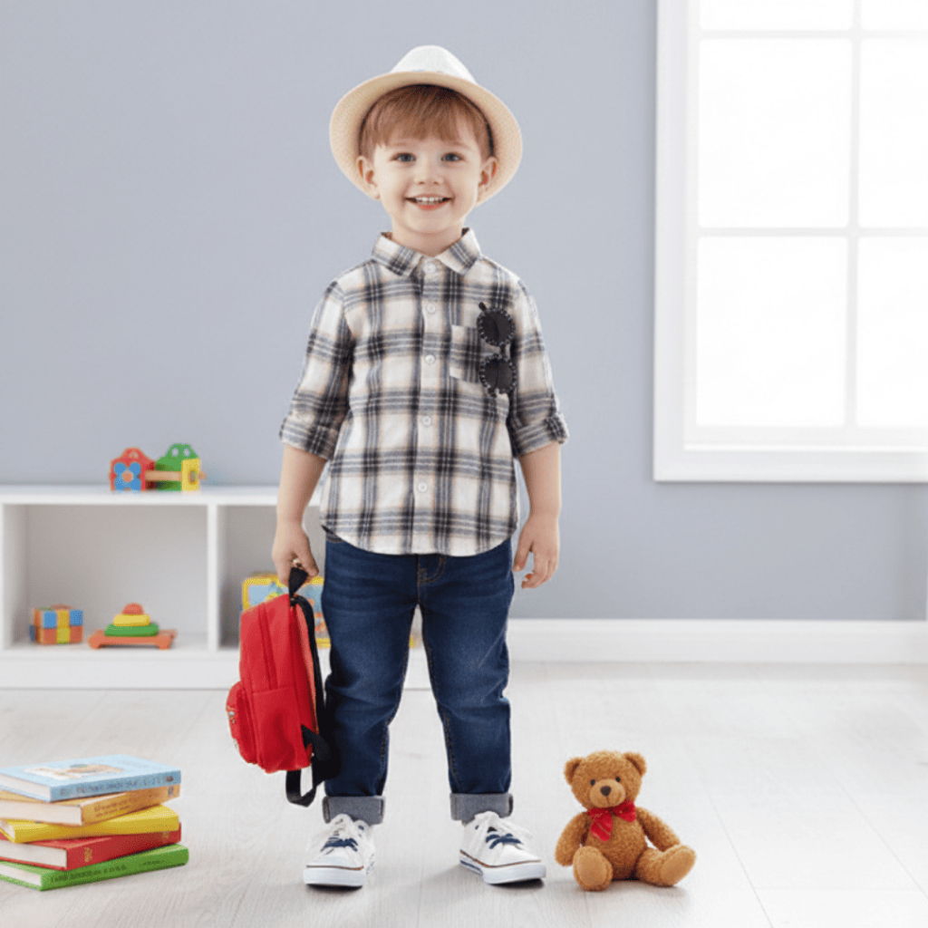 KEMEJA KIDS WEAR - TOP LONG-SLEEVED SHIRT TOP FOR CHILDREN WITH PLAID MOTIF BOY TOP TARTAN FLANNEL S