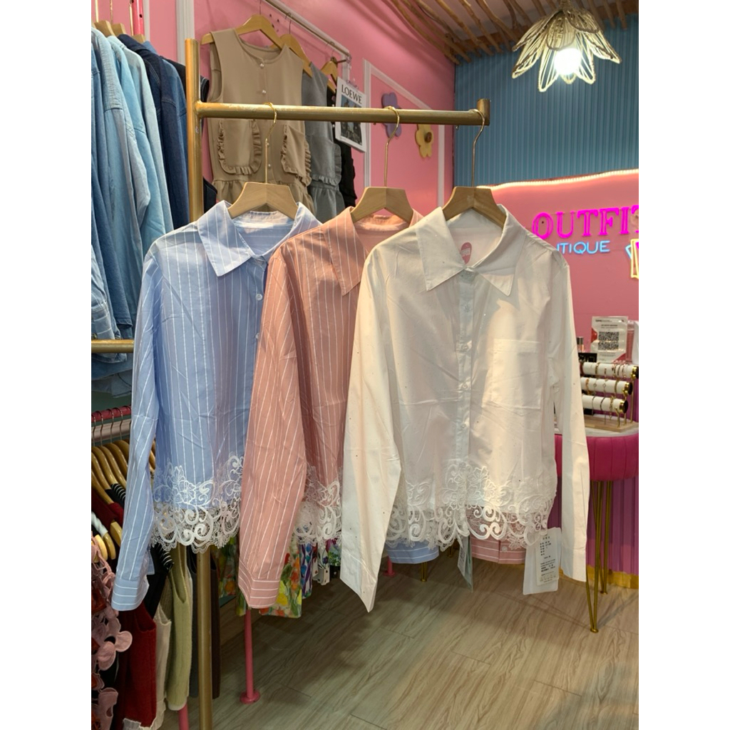 KATUN KEMEJA เสื้อเชิ้ตผ้าฝ้ายผู้หญิงมีลายทาง PATTERN