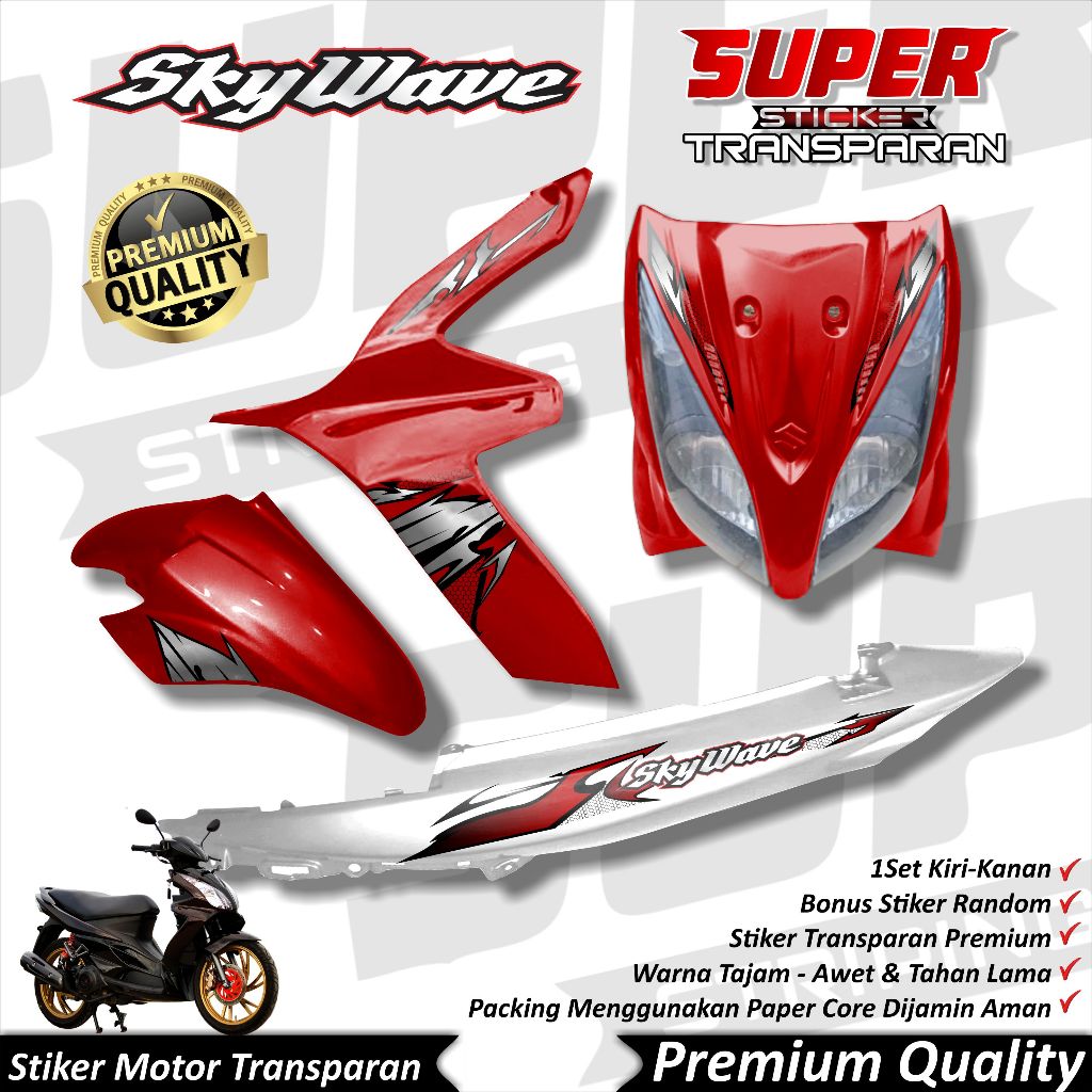 สติ๊กเกอร์ใส Anti-Fade Skywave สุดเท่, Skywave Striping, Suzuki Skywave API HEXA Striping