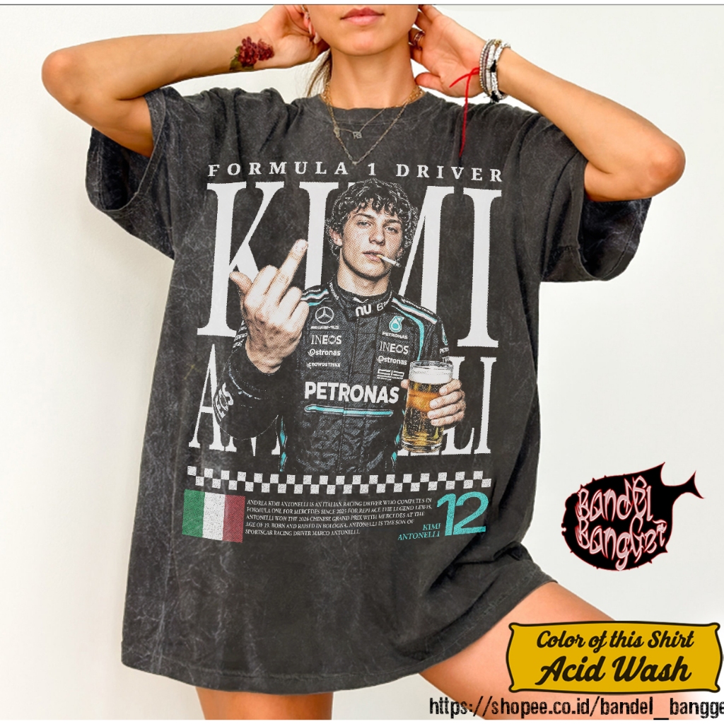 เสื้อ Kimi Antonelli 2 | เสื้อเชิ้ตโอเวอร์ไซส์กรดวอช