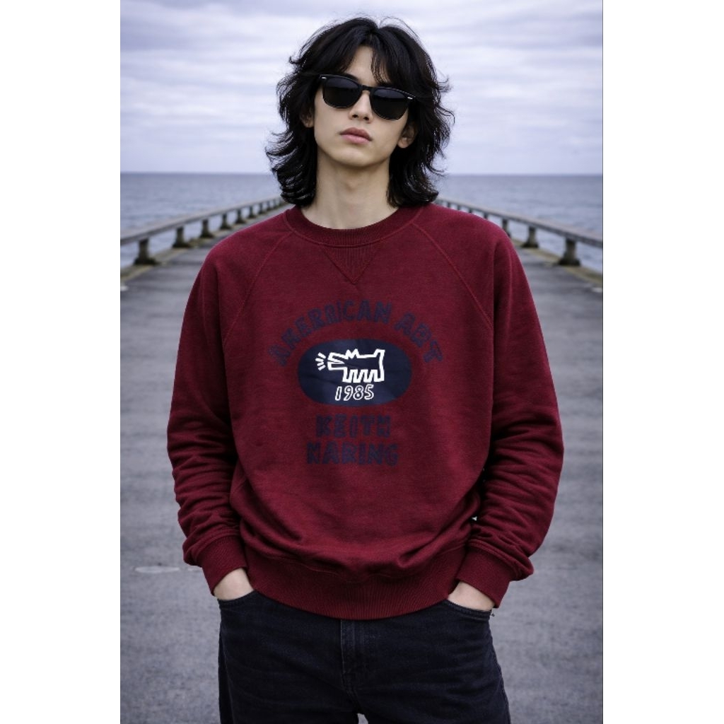 คอกลม / เสื้อสเวตเตอร์ U*IQL0 X KE*TH H*RING 0R1 Size L (P70 X L56)