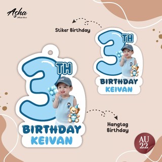 (1 SET) STIKER ULANG TAHUN ANAK - HANGTAG ULANG TAHUN ANAK CUSTOM NAMA - STIKER KAREKTER ANAK LUCU